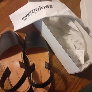 Minorquines Avarca Black Leather Spanish Sandals